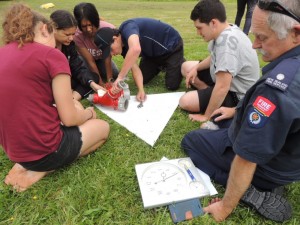 Students assembling fire safety equipment in the shortest time.